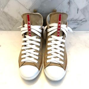 AUTHENTIC VITELLO SUEDE PRADA HIGHTOP SNEAKERS